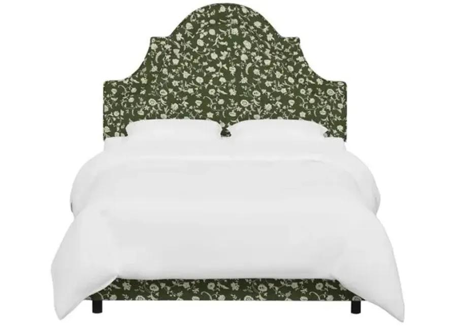 Kennedy Arched Bed - Olive Floral - Green - Exclusive