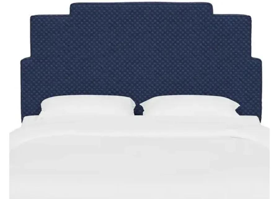 Paxton Headboard - Velvet Checker - Blue