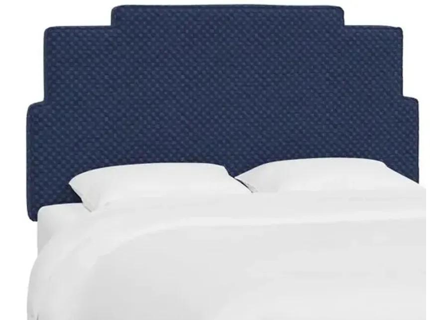 Paxton Headboard - Velvet Checker - Blue