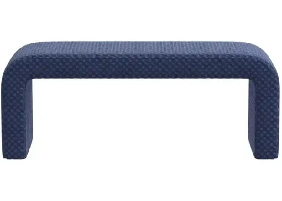 Celia Waterfall Bench - Velvet Checker - Blue