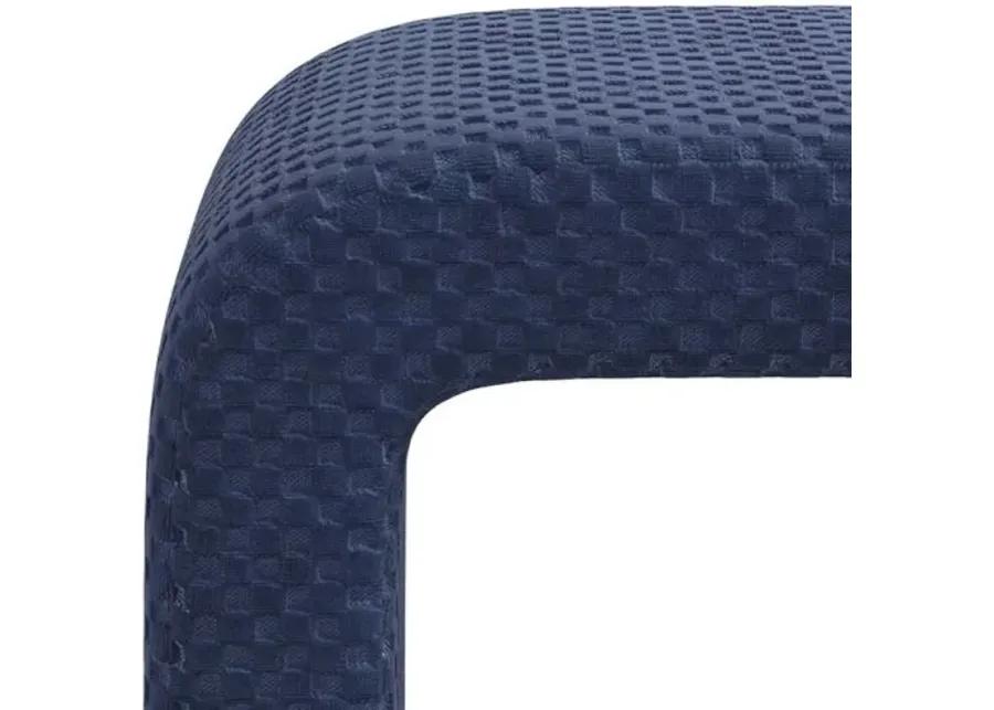 Celia Waterfall Ottoman - Velvet Checker - Blue