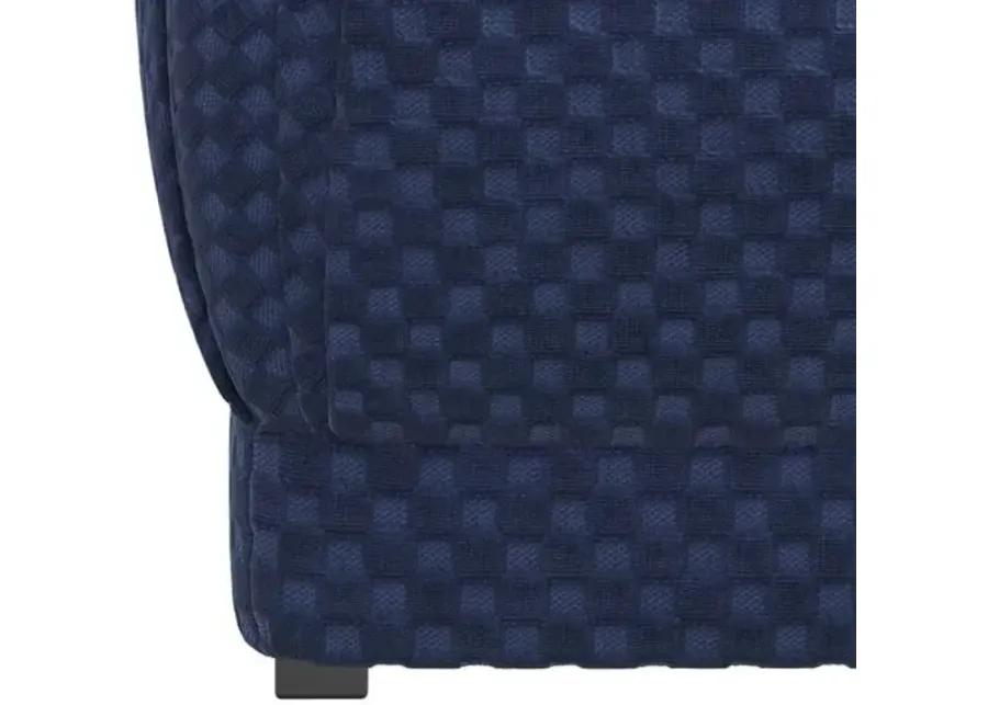 Benton Ottoman - Velvet Checker - Blue