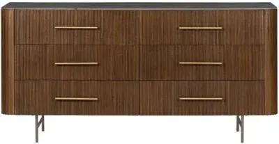 Fresno Fluted 6-Drawer Dresser - Terra Brown Oak