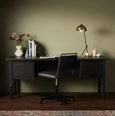 Elkton Executive Desk - Charcoal Oak - Black