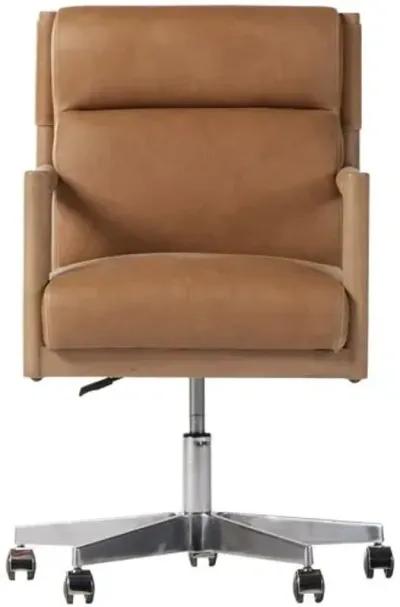 Geneva Desk Chair - Natural/Palermo Leather - Brown