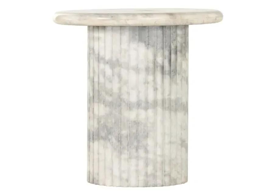 Milan Fluted Marble End Table - White