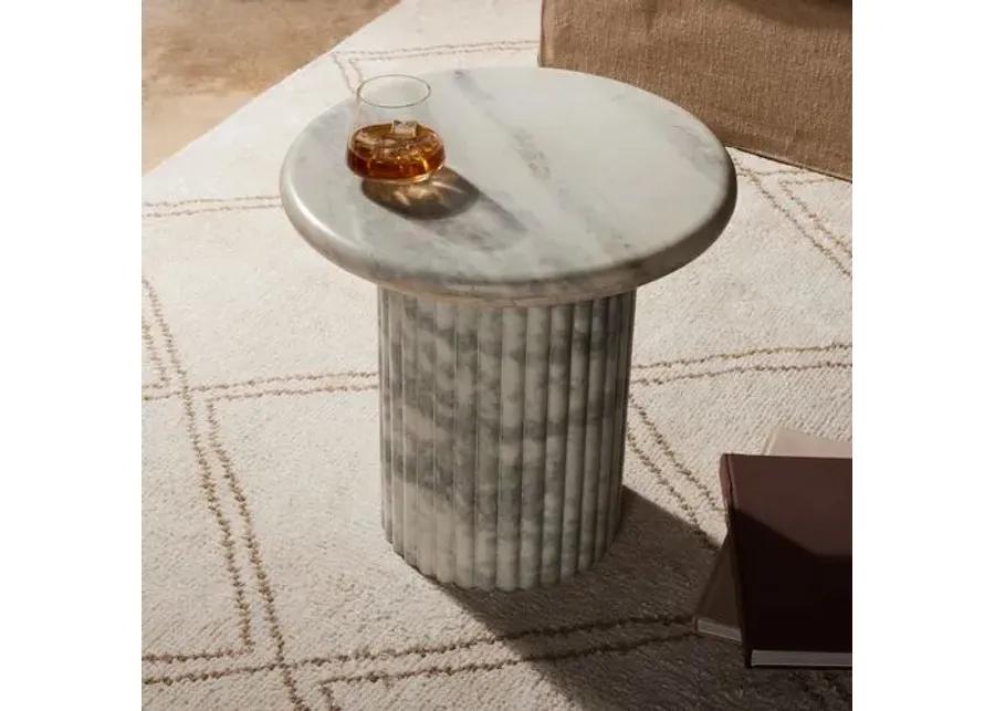 Milan Fluted Marble End Table - White