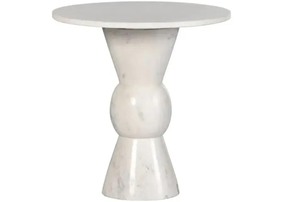 Becky Marble End Table - White