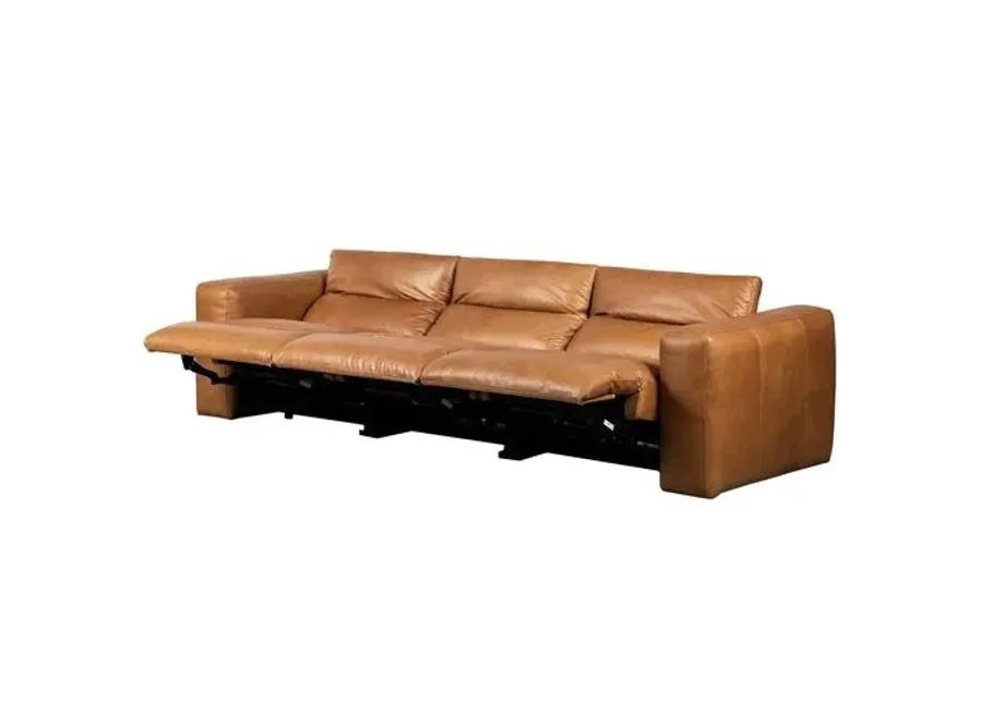 Power Recliner 124" 3pc Sectional - Butterscotch Leather - Brown