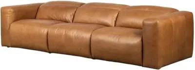 Power Recliner 124" 3pc Sectional - Butterscotch Leather - Brown