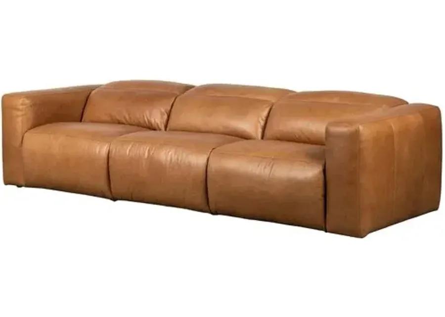 Power Recliner 124" 3pc Sectional - Butterscotch Leather - Brown