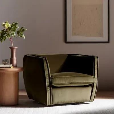 Bella Velvet Swivel Chair - Olive