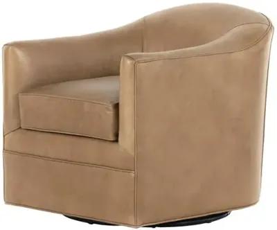 Elaine Swivel Chair - Taupe Leather