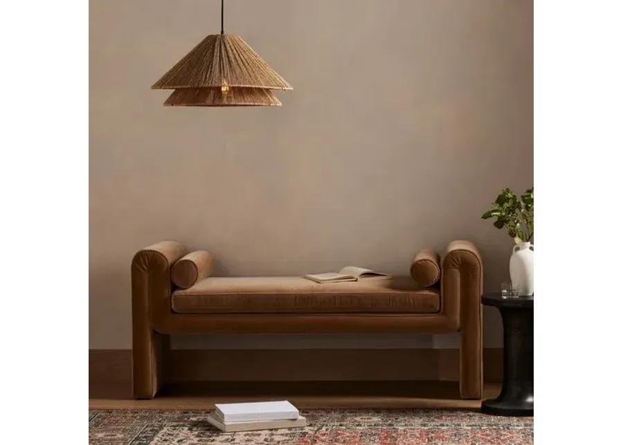 London Accent Bench - Camel Velvet - Brown