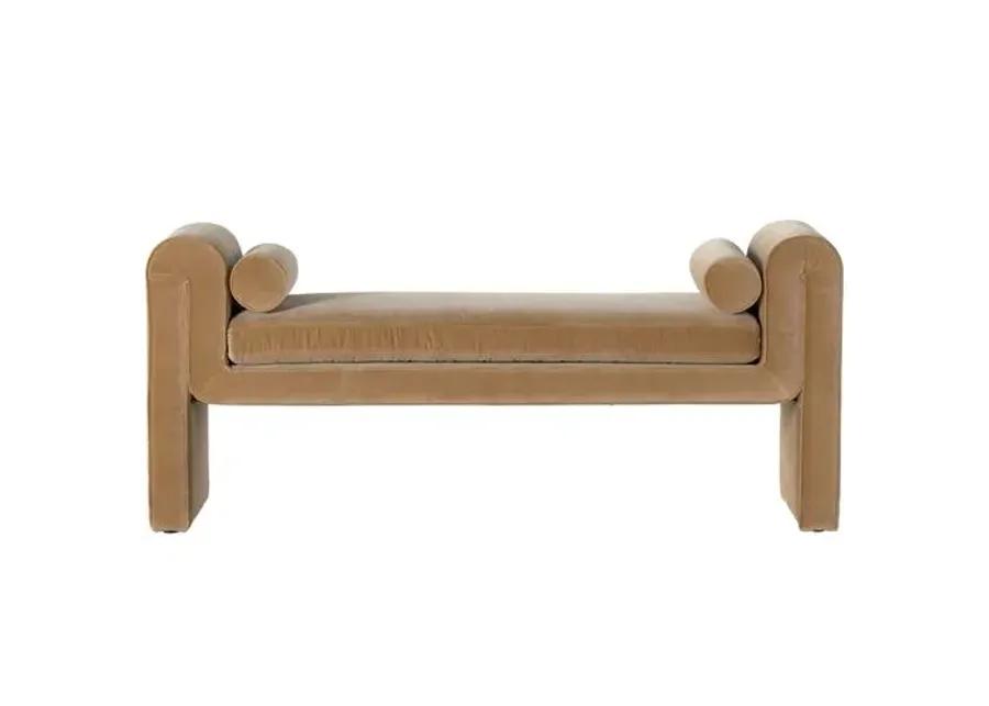 London Accent Bench - Camel Velvet - Brown