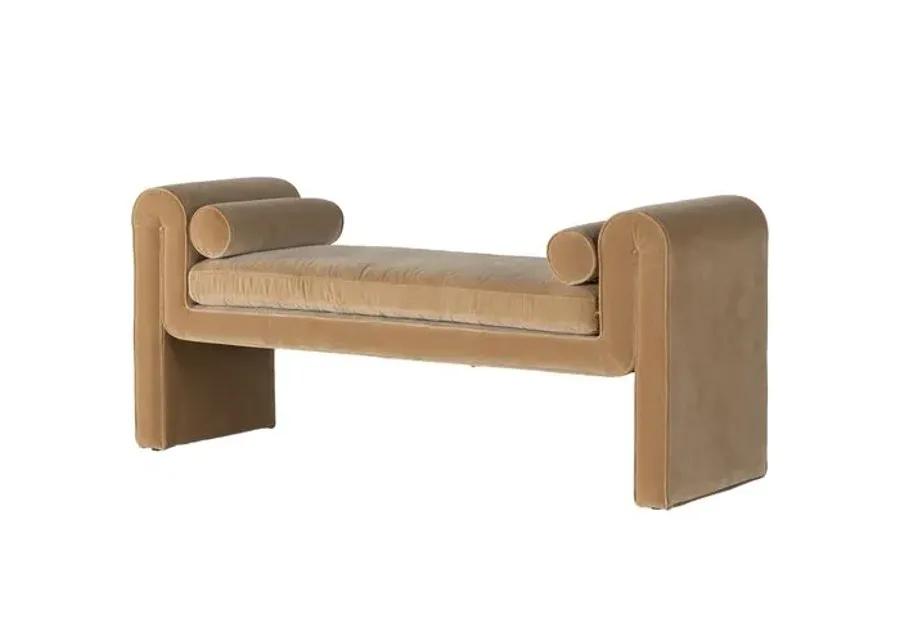 London Accent Bench - Camel Velvet - Brown