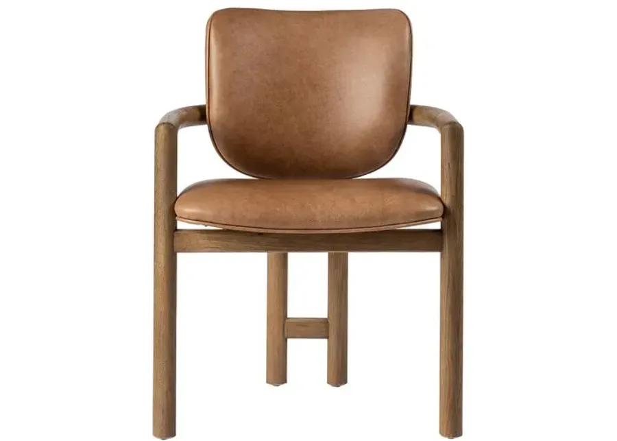 Zoey Dining Chair - Saddle Leather - Brown