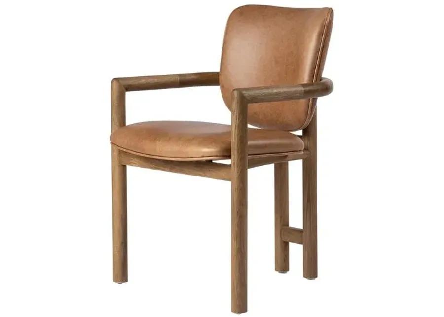 Zoey Dining Chair - Saddle Leather - Brown