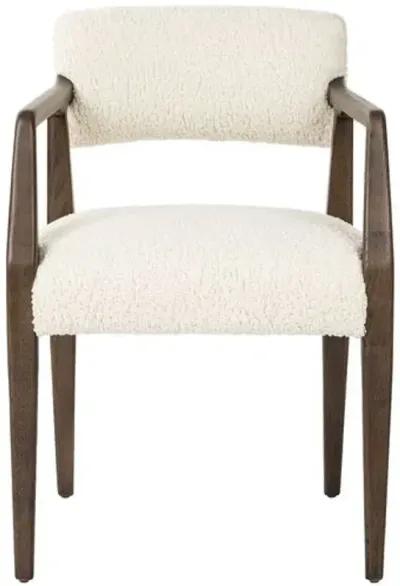 Lion Dining Armchair - Burnt Oak/Sheepskin Natural - Ivory