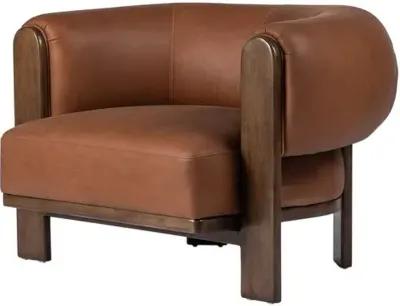 Bento Leather Accent Chair - Cognac - Brown, Comfortable, Durable, Cushioned