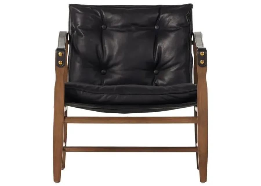 Bristol Tufted Leather Accent Chair - Black, Comfortable, Durable