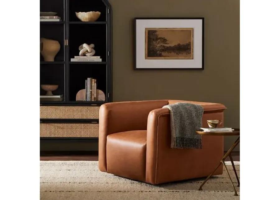 Enzo Leather Swivel Chair - Palermo Cognac