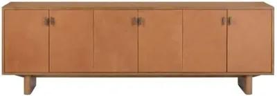 Martin Media Console - Amber Oak/Cognac Leather - Brown