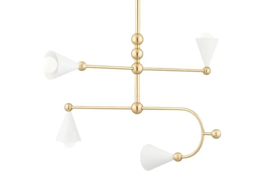 Hikari Small Chandelier - Aged Brass/Soft White - Dabito for Mitzi - Gold