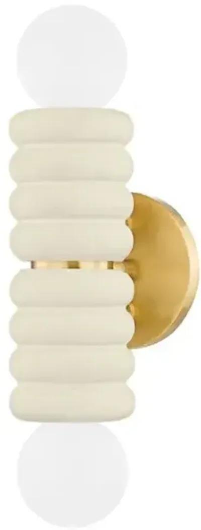 Bibi 2-Light Wall Sconce - Aged Brass/Antique Ivory - Eny Lee Parker for Mitzi