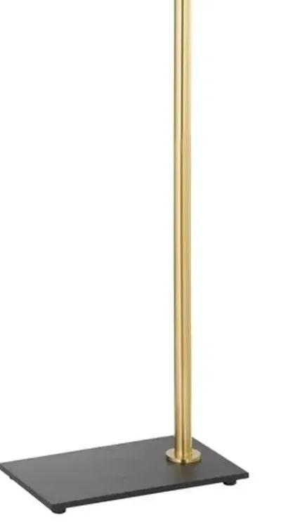 Lucille Rattan Floor Lamp - Aged Brass/Textured Black