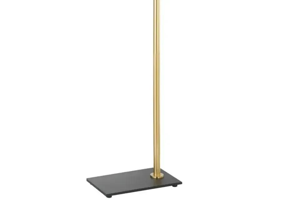 Lucille Rattan Floor Lamp - Aged Brass/Textured Black