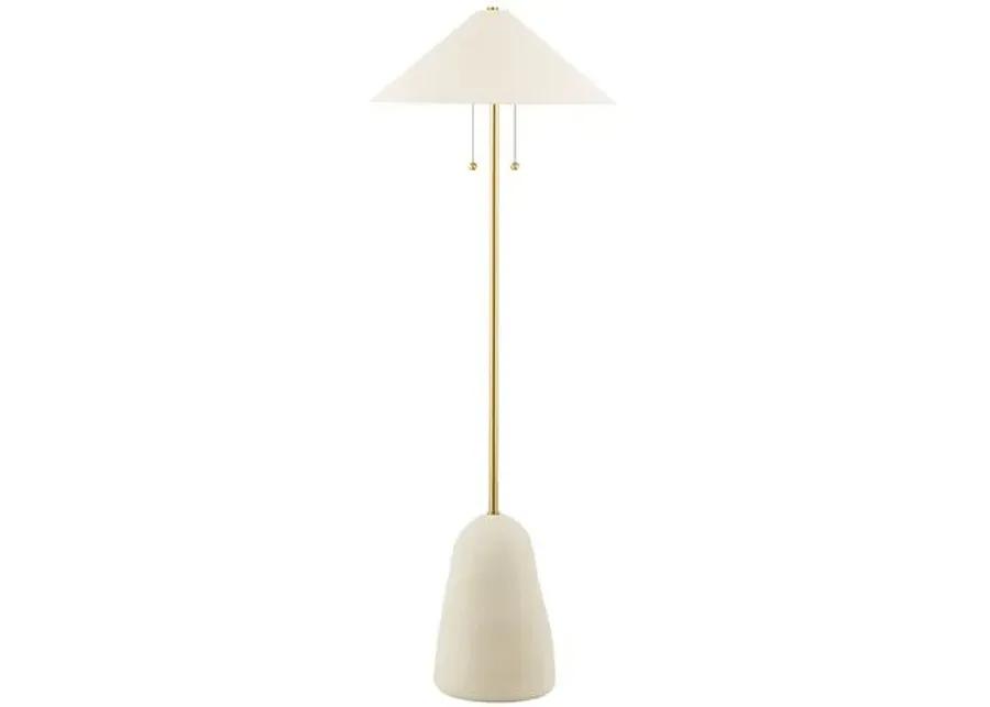 Maia Floor Lamp - Aged Brass/Textured Beige - Eny Lee Parker for Mitzi