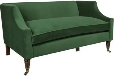 Gage Swoop-Arm Settee - Performance Velvet - Kim Salmela - Handcrafted - Green