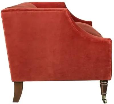 Gage Swoop-Arm Settee - Performance Velvet - Kim Salmela - Handcrafted - Red