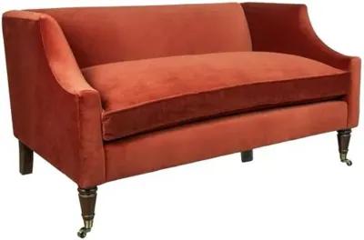 Gage Swoop-Arm Settee - Performance Velvet - Kim Salmela - Handcrafted - Red