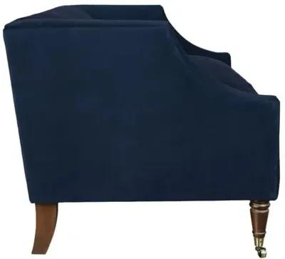 Gage Swoop-Arm Settee - Performance Velvet - Kim Salmela - Handcrafted - Blue