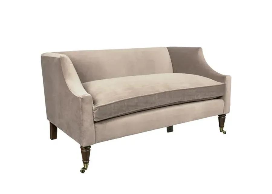 Gage Swoop-Arm Settee - Performance Velvet - Kim Salmela - Handcrafted - Gray