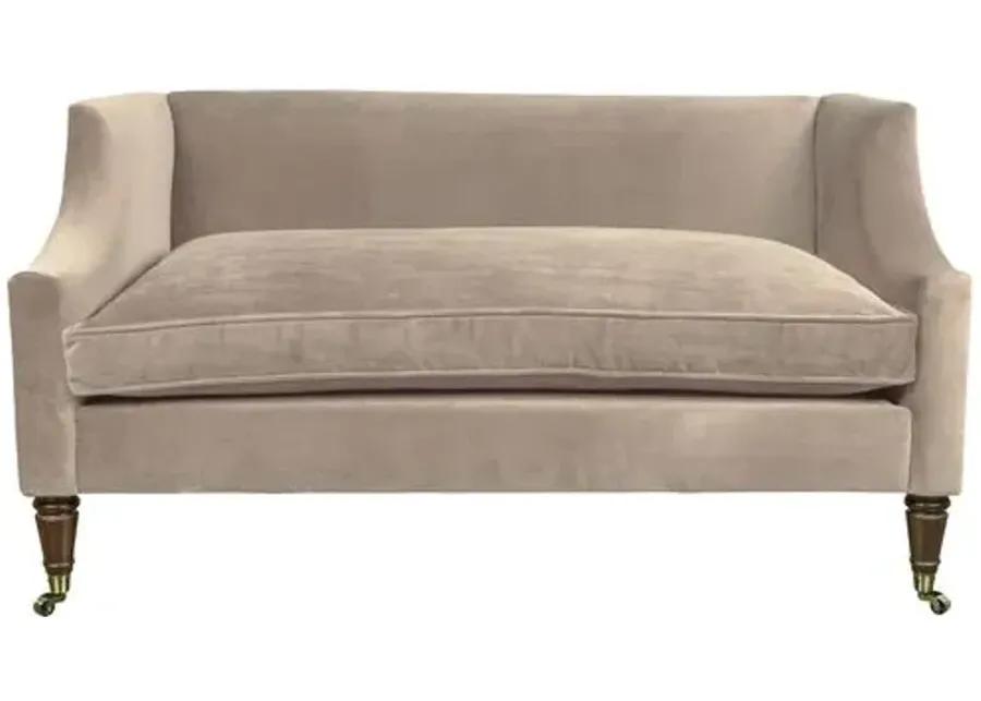 Gage Swoop-Arm Settee - Performance Velvet - Kim Salmela - Handcrafted - Gray