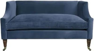 Gage Swoop-Arm Settee - Performance Velvet - Kim Salmela - Handcrafted - Blue