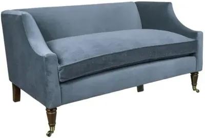 Gage Swoop-Arm Settee - Performance Velvet - Kim Salmela - Handcrafted - Blue