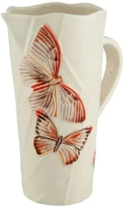 "Cloudy Butterflies" By Cláudia Schiffer Pitcher - Bordallo Pinheiro - Ivory