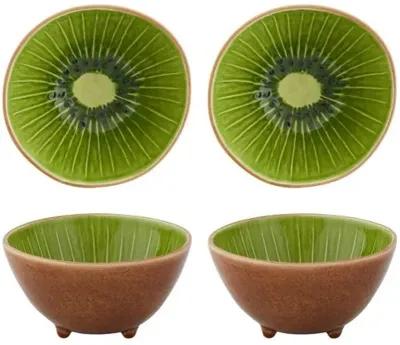 Set of 4 Tropical Fruits Kiwi Bowls - Bordallo Pinheiro - Green