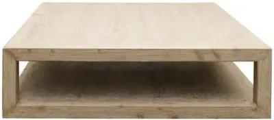 Grand Framed Square Coffee Table - Weathered Whitewash - Handcrafted - Brown