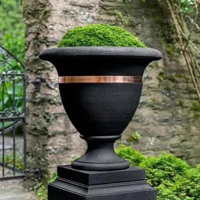 26" Classic Copper Banded Urn - Nero Nuovo - Campania International - Black