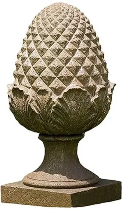 31" Williamsburg Grand Pinecone Finial - Aged Limestone - Campania International - Brown