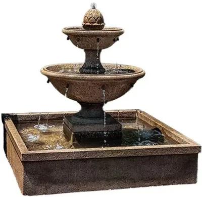 50" La Mirande Fountain - Aged Limestone - Campania International - Brown