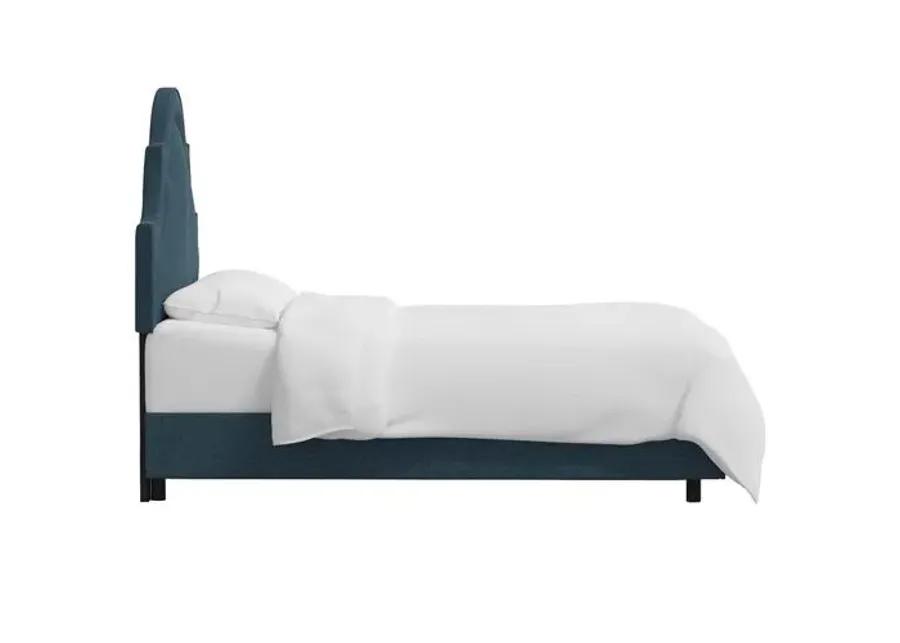 Kennedy Arched Bed - Textured Linen - Blue