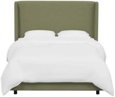 Kelly Wingback Bed - Textured Linen - Green