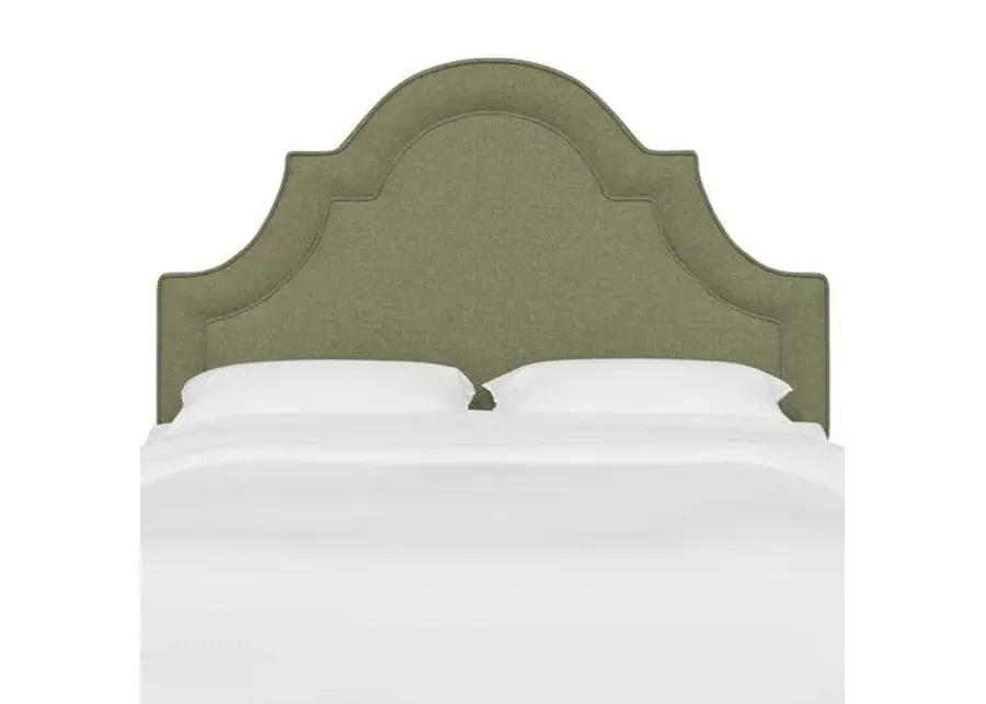 Kelly Arched Headboard - Textured Linen - Green