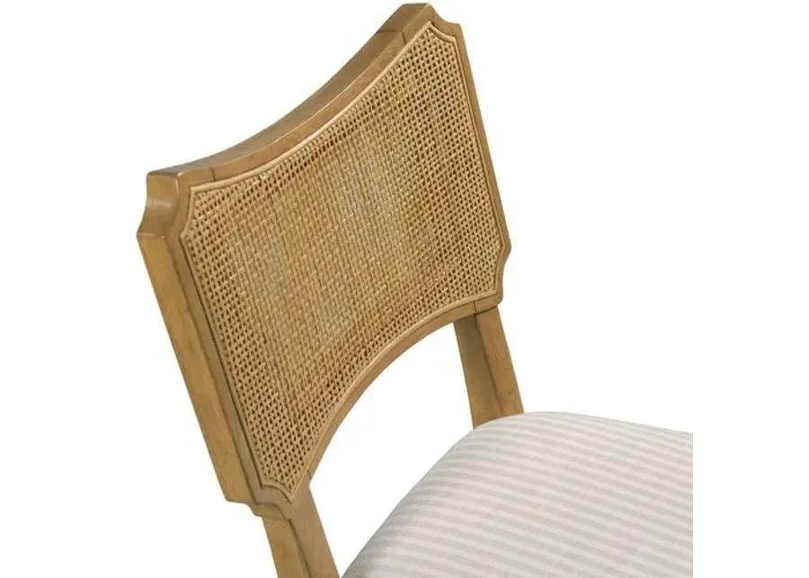 Powers Cane Side Chair - Almond/Ivory Stripe - Brown